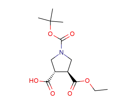 Molecular Structure of 252919-44-1 (trans-1-Boc-3,4-pyrrolidinedicarboxylic acid, 3-ethyl ester)