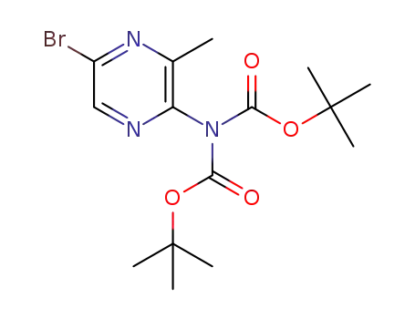 Molecular Structure of 1616416-09-1 (2-bis-(tert-butoxycarbonyl)amino-3-methyl-5-bromopyrazine)