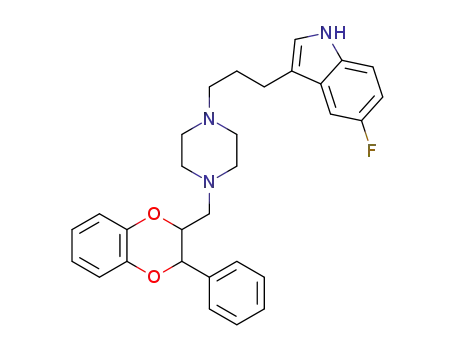 5-fluoro-3-(3-(4-((2,3-dihydro-2-phenylbenzo[b][1,4]dioxin-3-yl)methyl)piperazin-1-yl)propyl)-1H-indole