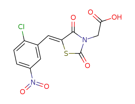 Molecular Structure of 1452759-68-0 ((Z)-2-(5-(2-chloro-5-nitrobenzylidene)-2,4-dioxothizolidin-3-yl)acetic acid)