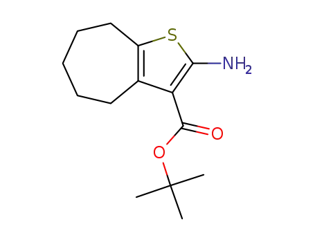 Molecular Structure of 885115-88-8 (tert-butyl 2-amino-5,6,7,8-tetrahydro-4H-cyclohepta[b]thiophene-3-carboxylate)