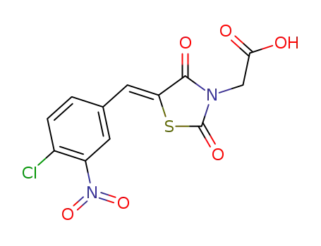 Molecular Structure of 1452759-69-1 ((Z)-2-(5-(4-chloro-3-nitrobenzylidene)-2,4-dioxothizolidin-3-yl)acetic acid)