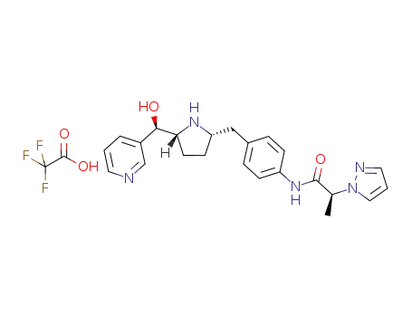 (S)-N-(4-(((2S,5R)-5-((R)-hydroxy(pyridin-3-yl)methyl)pyrrolidin-2-yl)methyl)phenyl)-2-(1H-pyrazol-1-yl)propanamide trifluoroacetic acid salt