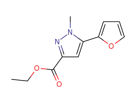 Molecular Structure of 104296-35-7 (ETHYL 5-(2-FURYL)-1-METHYL-1H-PYRAZOLE-3-CARBOXYLATE)
