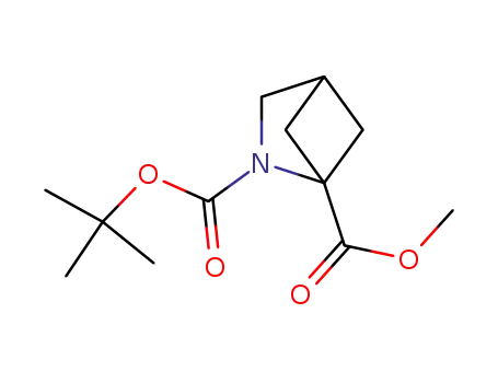 Molecular Structure of 116129-01-2 (N-(t-butoxycarbonyl)-1-carbomethoxy-2-azabicyclo[2.1.1]hexane)