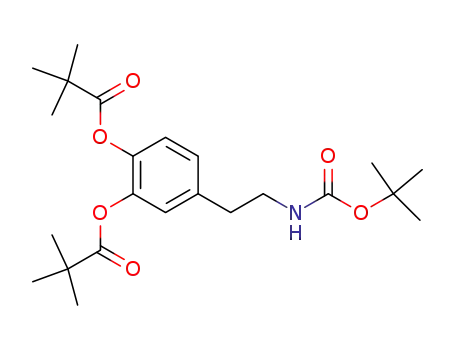 Molecular Structure of 67302-25-4 (Propanoic acid, 2,2-dimethyl-,
4-[2-[[(1,1-dimethylethoxy)carbonyl]amino]ethyl]-1,2-phenylene ester)