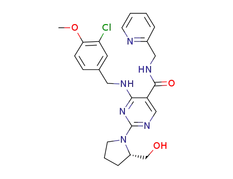(S)-2-(2-hydroxymethyl-1-pyrrolidinyl)-4-(3-chloro-4-methoxybenzylamino)-5-[N-(pyridin-2-ylmethyl)carbamoyl]pyrimidine