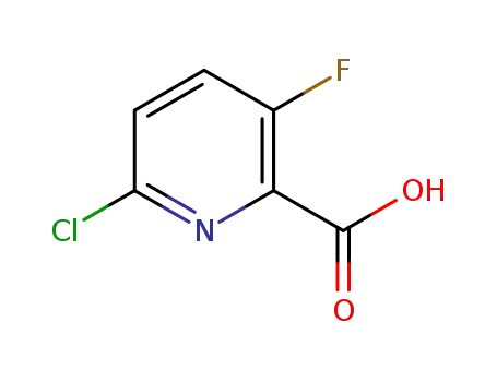 Molecular Structure of 884494-76-2 (6-Chloro-3-fluoro-pyridine-2-carboxylic acid)