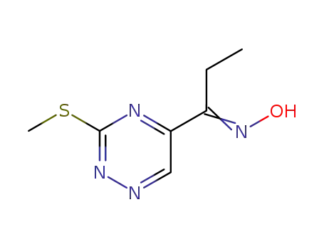 Molecular Structure of 188356-61-8 (1-(3-Methylsulfanyl-[1,2,4]triazin-5-yl)-propan-1-one oxime)