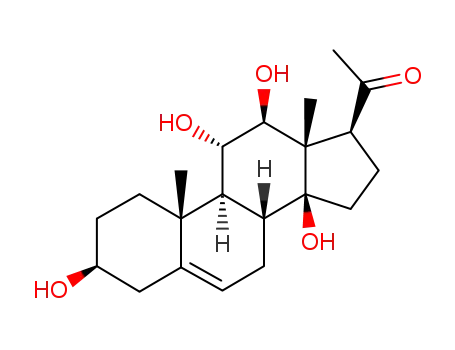 Molecular Structure of 10005-42-2 (3β,11α,12β,14β-Tetrahydroxypregn-5-en-20-one)