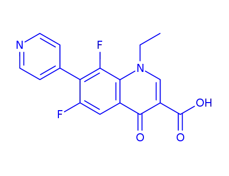 Molecular Structure of 100325-51-7 (1-ethyl-6,8-difluoro-4-oxo-7-(pyridin-4-yl)-1,4-dihydroquinoline-3-carboxylic acid)