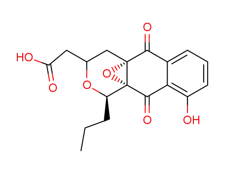 Molecular Structure of 10023-07-1 ([(1R,3S,4aS,10aR)-9-hydroxy-5,10-dioxo-1-propyl-3,4,5,10-tetrahydro-4a,10a-epoxybenzo[g]isochromen-3(1H)-yl]acetic acid)