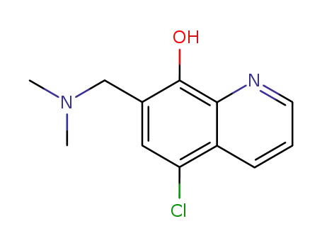 Molecular Structure of 100119-17-3 (5-CHLORO-7-DIMETHYLAMINOMETHYL-QUINOLIN-8-OL)