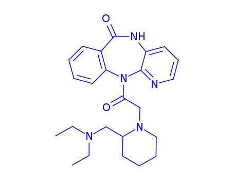Molecular Structure of 102394-31-0 (11-[[2-[(DIETHYLAMINO)METHYL]-1-PIPERIDINYL]ACETYL]-5,11-DIHYDRO-6H-PYRIDO[2,3-B][1,4]BENZODIAZEPIN-6-ONE)