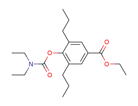 Molecular Structure of 100482-29-9 (ethyl 4-(diethylcarbamoyloxy)-3,5-dipropyl-benzoate)