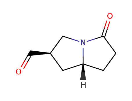 Molecular Structure of 100447-28-7 (1H-Pyrrolizine-2-carboxaldehyde, hexahydro-5-oxo-, cis- (9CI))