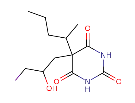Molecular Structure of 100251-48-7 (5-(2-hydroxy-3-iodopropyl)-5-(pentan-2-yl)pyrimidine-2,4,6(1H,3H,5H)-trione)