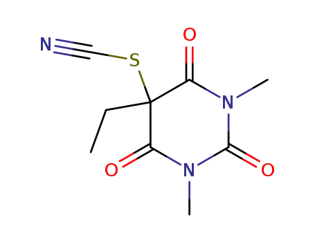 Molecular Structure of 10038-06-9 (5-ethyl-1,3-dimethyl-2,4,6-trioxohexahydropyrimidin-5-yl thiocyanate)