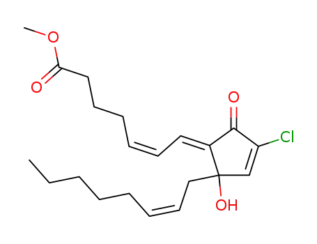 Molecular Structure of 100295-79-2 ((5E,7Z,14Z)-10-Chloro-12-hydroxy-9-oxoprosta-5,7,10,14-tetren-1-oic acid methyl ester)