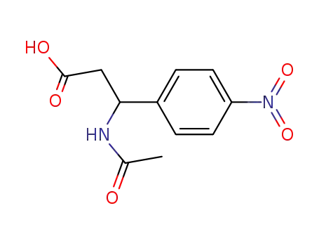 Molecular Structure of 100061-23-2 (3-(ACETYLAMINO)-3-(4-NITROPHENYL)PROPANOIC ACID)