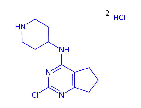 Molecular Structure of 1000207-51-1 ((2-Chloro(5,6,7-trihydrocyclopenta[2,1-e]pyriMidin-4-yl))-4-piperidylaMine hydrochloride)