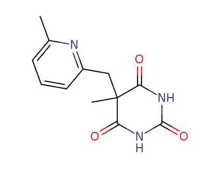 Molecular Structure of 100115-13-7 (5-methyl-5-[(6-methylpyridin-2-yl)methyl]pyrimidine-2,4,6(1H,3H,5H)-trione)