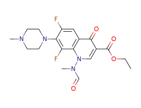 Molecular Structure of 158585-86-5 (6,8-Difluoro-1-(formylmethylamino)-7-(4-methylpiperazin-1-yl)-4-oxo-1,4-dihydroquinoline-3-carboxylic acid ethyl ester)