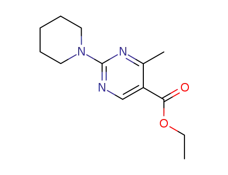 Molecular Structure of 100451-18-1 (ETHYL 4-METHYL-2-(PIPERIDIN-1-YL)PYRIMIDINE-5-CARBOXYLATE)
