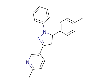 Molecular Structure of 10040-74-1 (3-(6-Methyl-3-pyridyl)-1-phenyl-5-(p-tolyl)-2-pyrazoline)