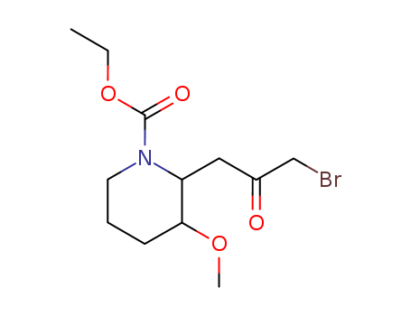 1-Piperidinecarboxylic acid, 2-(3-bromoacetonyl)-3-methoxy-, ethyl ester (6CI)