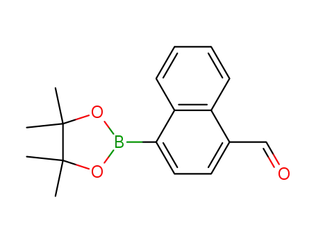 Molecular Structure of 1008361-71-4 (4-(4,4,5,5-tetramethyl-1,3,2-dioxaborolan-2-yl)-1-naphthalenecarbaldehyde)