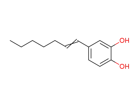 Molecular Structure of 100668-22-2 (1,2-Benzenediol, 4-(1-heptenyl)- (9CI))