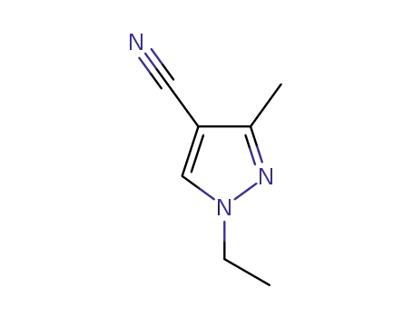 Molecular Structure of 1006471-43-7 (1-ETHYL-3-METHYL-1H-PYRAZOLE-4-CARBONITRILE)