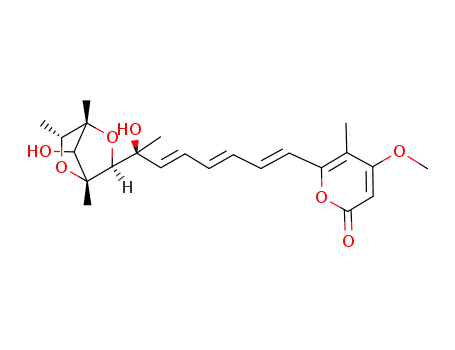Molecular Structure of 101311-63-1 ((1R,3S,4R,6R,7R)-1,4,6-Trimethyl-3-[(1R,2E,4E,6E)-1-hydroxy-1-methyl-7-(4-methoxy-5-methyl-2-oxo-2H-pyran-6-yl)-2,4,6-heptatrien-1-yl]-2,5-dioxabicyclo[2.2.1]heptan-7-ol)