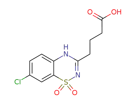 Molecular Structure of 101064-00-0 (7-Chloro-2H-1,2,4-benzothiadiazine-3-butanoic acid 1,1-dioxide)