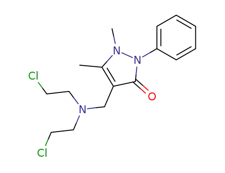Molecular Structure of 10070-94-7 (4-[[Bis(2-chloroethyl)amino]methyl]-1,2-dihydro-1,5-dimethyl-2-phenyl-3H-pyrazol-3-one)
