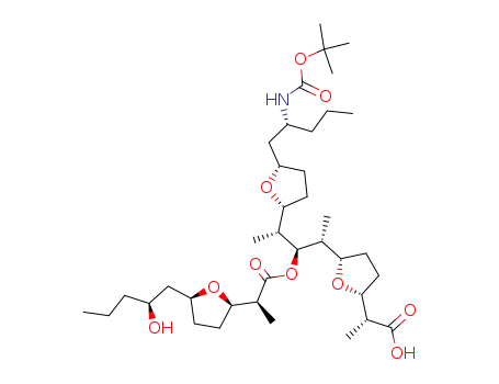 (R)-2-[(2R,5S)-5-((1R,2S,3R)-3-[(2R,5S)-5-((R)-2-tert-Butoxycarbonylamino-pentyl)-tetrahydro-furan-2-yl]-2-{(S)-2-[(2R,5S)-5-((S)-2-hydroxy-pentyl)-tetrahydro-furan-2-yl]-propionyloxy}-1-methyl-butyl)-tetrahydro-furan-2-yl]-propionic acid