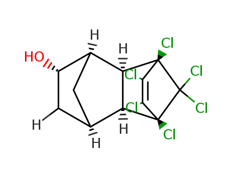 Molecular Structure of 10059-66-2 (5,6,7,8,9,9-hexachloro-1,2,3,4,4a,5,8,8a-octahydro-1,4:5,8-dimethanonaphthalen-2-ol)
