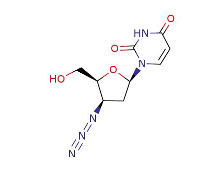 Molecular Structure of 101039-96-7 (1-(3-azido-2,3-dideoxy-beta-D-threo-pentofuranosyl)pyrimidine-2,4(1H,3H)-dione)