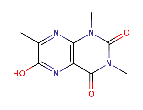 Molecular Structure of 101130-63-6 (2,4,6(3H)-Pteridinetrione,  1,5-dihydro-1,3,7-trimethyl-)