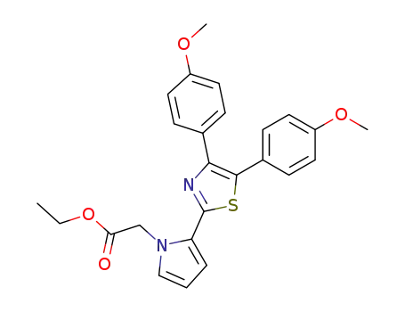 Molecular Structure of 101001-34-7 (2-[4,5-Bis(4-methoxyphenyl)thiazol-2-yl]pyrrole-1-acetic acid ethyl ester)