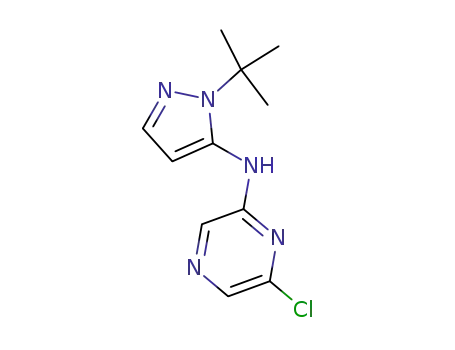 Molecular Structure of 1010086-61-9 (2-PyrazinaMine, 6-chloro-N-[1-(1,1-diMethylethyl)-1H-pyrazol-5-yl]-)