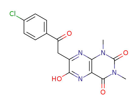 Molecular Structure of 101130-62-5 (2,4,6(3H)-Pteridinetrione,  7-[2-(4-chlorophenyl)-2-oxoethyl]-1,5-dihydro-1,3-dimethyl-)