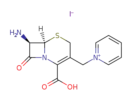Molecular Structure of 100988-63-4 (1-[((7R)-7-AMINO-4-CARBOXY-3,4-DIDEHYDROCEPHAM-3-YL)METHYL]PYRIDINIUM IODIDE)