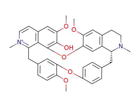 Molecular Structure of 80550-38-5 (16H-1,24:6,9-Dietheno-11,15-metheno-2H-pyrido[2',3':17,18][1,11]dioxacycloeicosino[2,3,4-ij]isoquinolinium,3,4,4a,5-tetrahydro-22-hydroxy-12,21,26-trimethoxy-4,17-dimethyl-, (4aS)- (9CI))