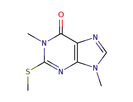 Molecular Structure of 10154-09-3 (1,9-dimethyl-2-(methylsulfanyl)-1,9-dihydro-6H-purin-6-one)