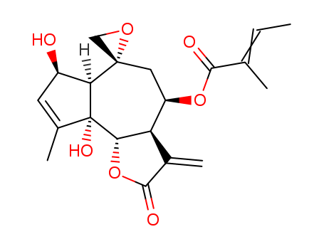 2-Butenoic acid,2-methyl-,(2'R,3aR,4R,6aR,7R,9aS,9bS)-3,3a,4,5,6a,7,9a,9b-octahydro-7,9a-dihydroxy-9-methyl-3-methylene-2-oxospiro[azuleno[4,5-b]furan-6(2H),2'-oxiran]-4-ylester, (2Z)- cas  10191-01-2