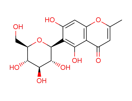 Molecular Structure of 89701-85-9 (5,7-dihydroxy-2-methyl-6-[(2R,3R,4R,5S,6R)-3,4,5-trihydroxy-6-(hydroxymethyl)oxan-2-yl]chromen-4-one)