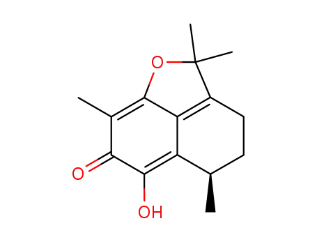 Molecular Structure of 10124-08-0 ((R)-4,5-Dihydro-6-hydroxy-2,2,5,8-tetramethyl-2H-naphtho[1,8-bc]furan-7(3H)-one)