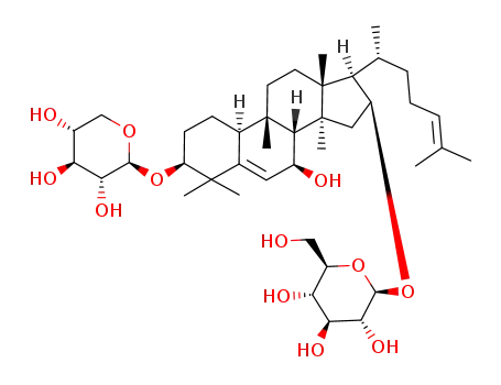 Molecular Structure of 101365-08-6 ([3β-(β-D-Xylopyranosyloxy)-7β-hydroxycucurbita-5,24-dien-16β-yl]β-D-glucopyranoside)
